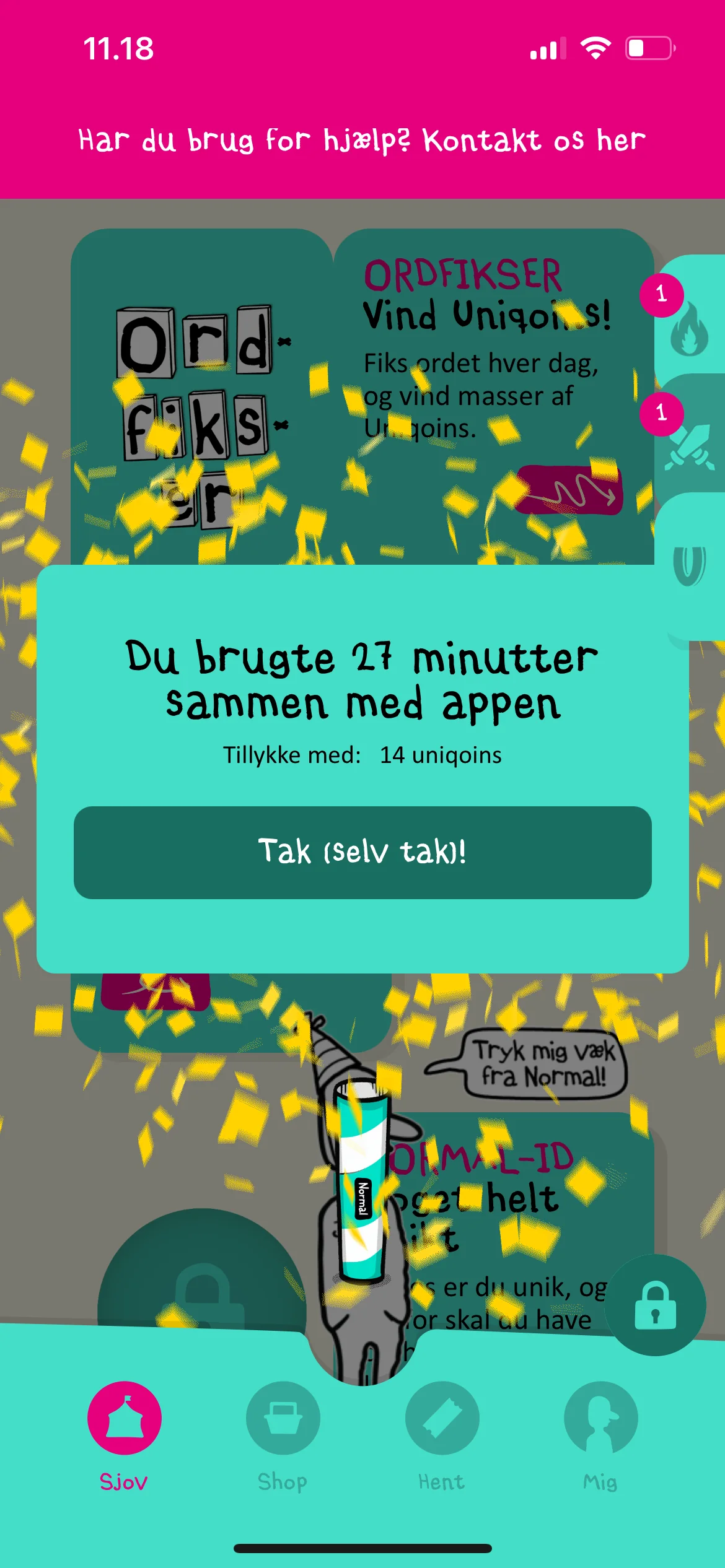 Man optjener den fiktive valuta ”uniqoins” ved at bruge tid på app’en.