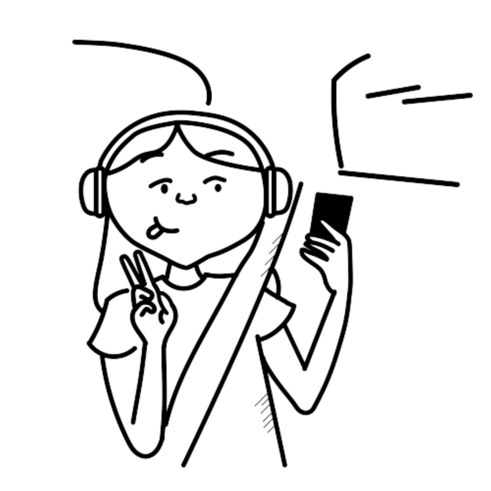 Tegning af en pige med headset på der tager et selfie