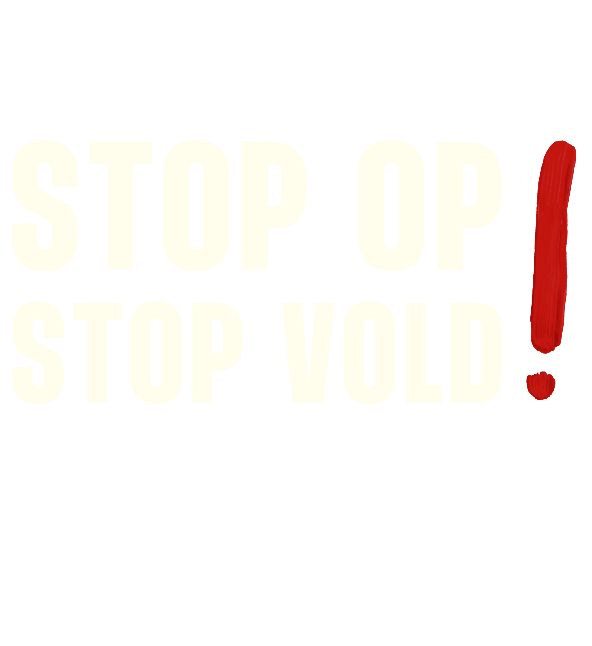 Stop op, stop vold grafik med udråbstegn malet med neglelak